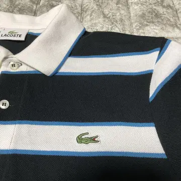 LACOSTE 반팔 피케 셔츠 보더 무늬 와니 로고
