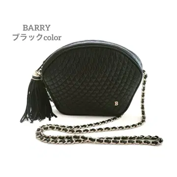 BALLY 체인 숄더백 퀼팅 프린지 가죽 블랙