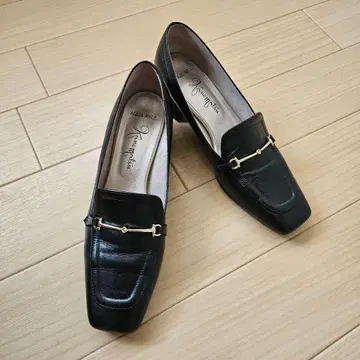 긴자 카네마츠 비트 로퍼 블랙 23.5cm 천연 가죽 스퀘어토