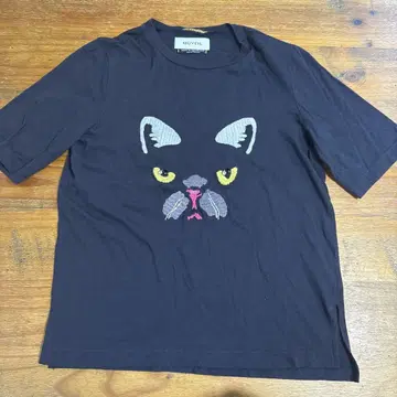 MUVEIL 티셔츠 고양이 자수 40 L 사이즈 MUVEIL
