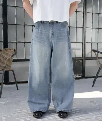 Regen Glanz 와이드 배기 데님 팬츠 배기 데님