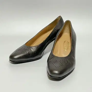 긴자 요시노야 천연 가죽 펌프스 하이힐 24cm 블랙 새상품급