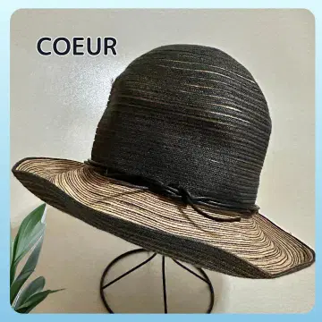 COEUR 밀짚모자 베이지 깊은 블랙 와이드 챙 귀여운 개성 여성용