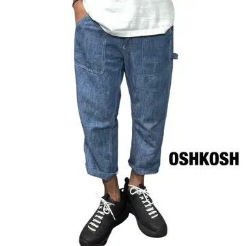 OSHKOSH 코튼 린넨 크롭 페인터 팬츠 베이커 데님 린넨