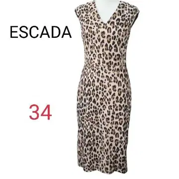 ESCADA 에스카다 새상품급 레오파드 무늬 원피스 34 XS V넥