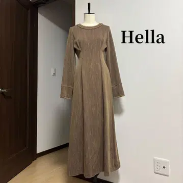 Hella 브라운 롱 원피스 긴팔