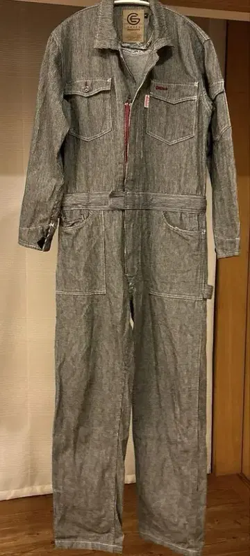스트라이프 데님 올인원
