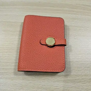 [한국 잡화] 오렌지 가죽 명함지갑 버튼