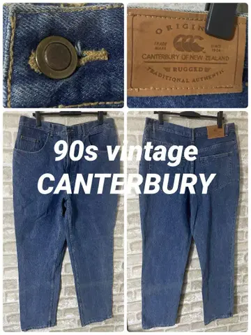 빈티지 90년대 Canterbury 남성용 XL 와이드 데님 팬츠