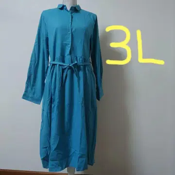 터콰이즈 블루 긴팔 롱 원피스 2XL 사이즈