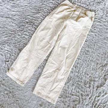무인양품 코듀로이 와이드 팬츠 아이보리 코튼 허리밴딩