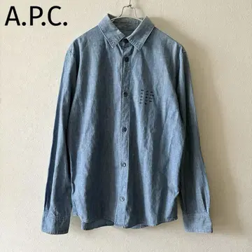 아페쎄 데님 셔츠 자수 샴브레이 셔츠 블루 APC