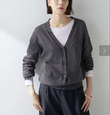 Whim Gazette 페이퍼 얀 가디건 차콜 그레이
