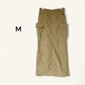 [새상품급] 카고 롱 스커트 타이트 스커트 베이지 나일론 M