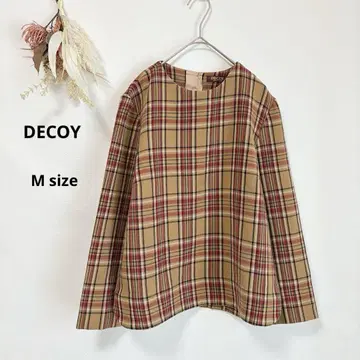 데코이 DECOY 긴팔 상의 체크 무늬 M 9R 브라운 크루넥