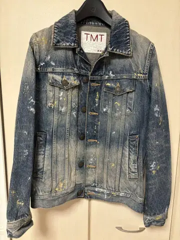 TMT tmt 크러쉬 페인트 데님 자켓