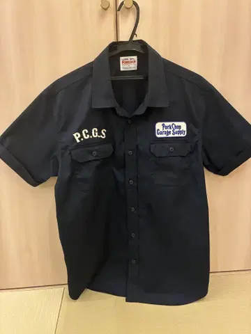 Porkchop Garage Supply 반팔 워크 셔츠 M 네이비