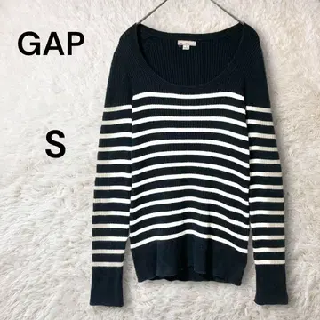 GAP 긴팔 보더 U넥 코튼 혼방 니트 상의 네이비 화이트 S