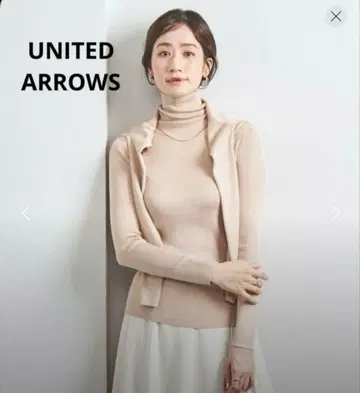 UNITED ARROWS 베이지 V넥 가디건 리브