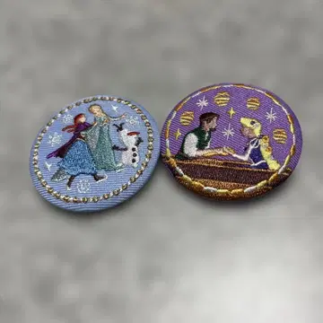 디즈니 자수 캔뱃지 안나 라푼젤 2개 세트