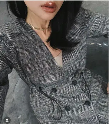 juemi 체크 자켓