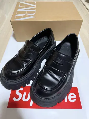 자라 청키 페니 로퍼 블랙 통굽