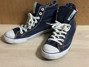 VANS 데님 & 페이즈리 패턴 하이컷 스니커즈 28cm