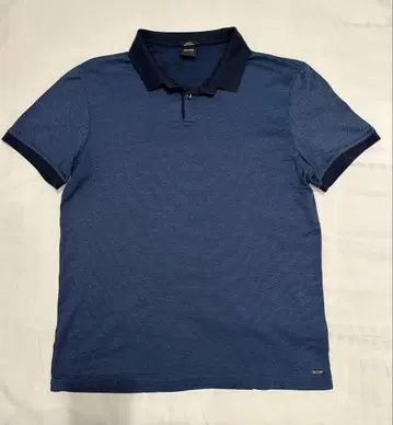 HUGO BOSS 슬림핏 머서라이즈드 다크 블루 피케 셔츠