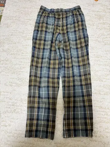 WILLIAM BURNS 체크 무늬 와이드 팬츠