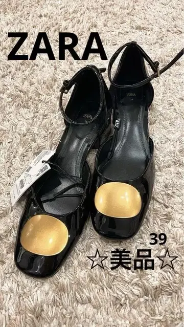 새상품 ZARA 뮬 샌들 에나멜 비쥬 펌프스 39