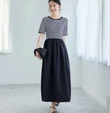 coca 보더 도킹 원피스 네이비