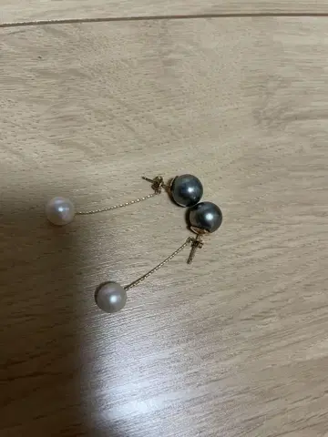 agete 펄 귀걸이 담수 진주 그레이 펄