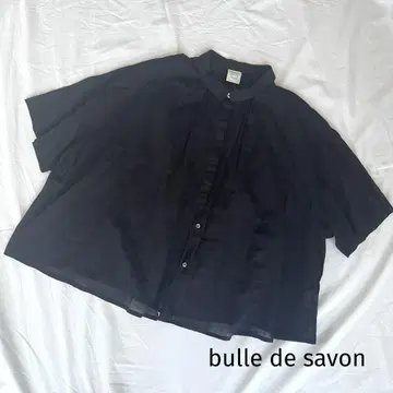 bulle de savon 턱 블라우스 개더 블라우스 린넨 블랙