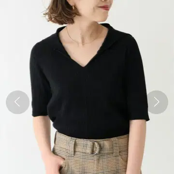 Spick&Span 와이드 칼라 리브 풀오버 다크 네이비