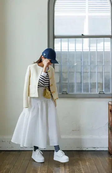 bluelea Jacquard skirt white 38