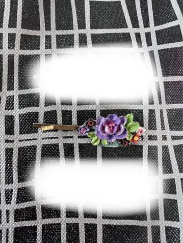 타임세일 새상품급 미하엘 네그린 앤티크풍 가공 칠장 장미 헤어핀 보라색