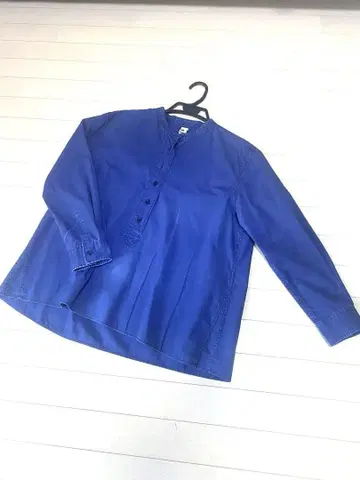 MHL. 밴드 카라 와이드 풀 셔츠 III 네이비