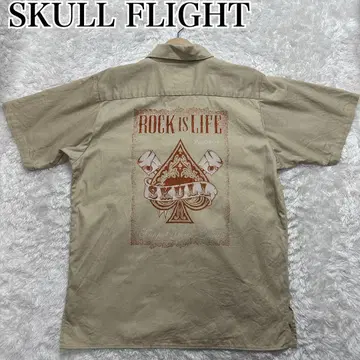 레어 라메 프린트 스컬 플라이트 워크 셔츠 SKULL FLIGHT