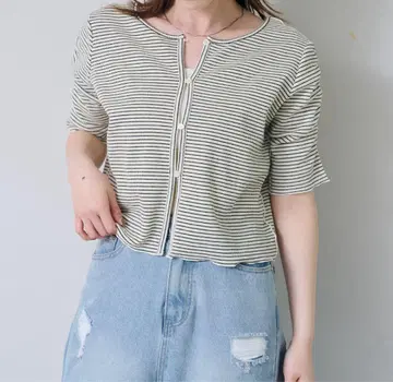 카스타네 써멀 퍼프 반팔 가디건 프리 사이즈