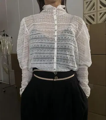 AMERI 아메리 COMPACT KNIT BLOUSE 가디건 화이트 F