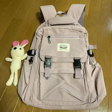 핑크 나일론 백팩 다기능 포켓 부착
