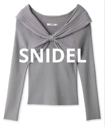SNIDEL 리본 디테일 니트 풀오버 그레이