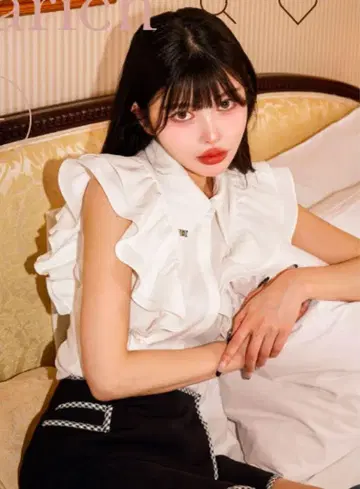Darich 다리치 더블 프릴 슬리브 블라우스 화이트(완판템)