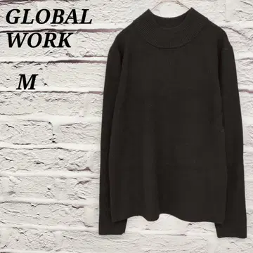 R4999 글로벌 워크 [M] 하이넥 긴팔 리브 니트 블랙