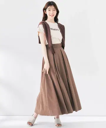 코코딜 택 포함 새상품 레이스업 턱 플레어 스커트