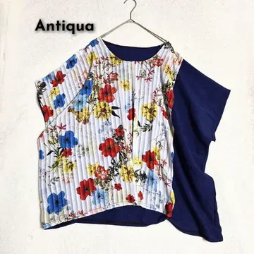 새상품급 Antiqua 보타니컬 무늬 이소재 돌먼 풀오버 티셔츠