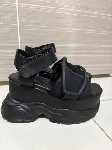 완판 EMODA 코드 탱크 샌들 블랙 S 10cm 힐