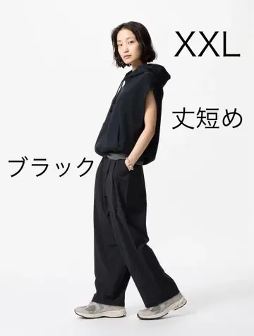 유니클로 울트라 스트레치 액티브 와이드 팬츠 블랙 2XL 짧은 기장