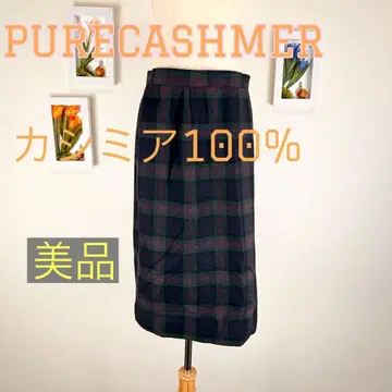 z084 PURECASHMER 캐시미어 100% 네이비 체크 무늬