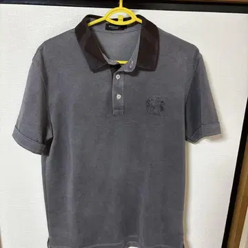 BLACK LABEL 그레이 체크 옷깃 피케 셔츠